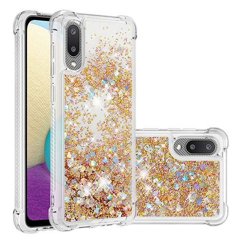 Funda Silicona Carcasa Goma Bling-Bling S01 para Samsung Galaxy M02 Oro