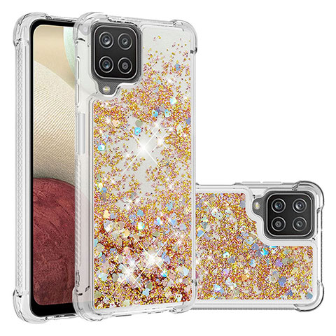 Funda Silicona Carcasa Goma Bling-Bling S01 para Samsung Galaxy M12 Oro