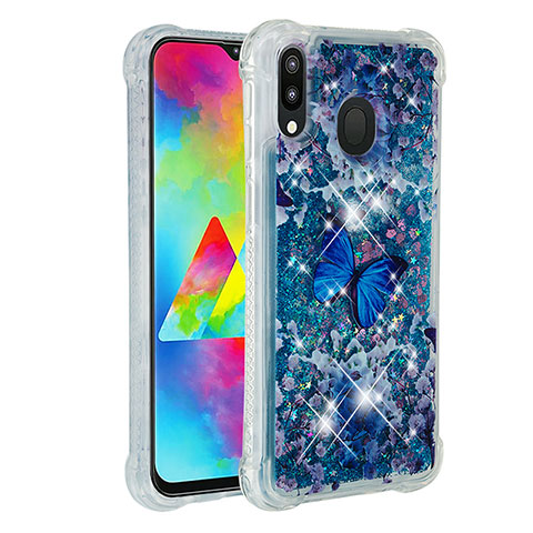 Funda Silicona Carcasa Goma Bling-Bling S01 para Samsung Galaxy M20 Azul