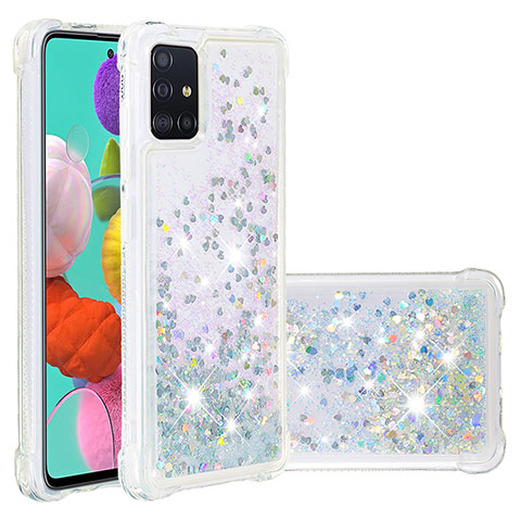 Funda Silicona Carcasa Goma Bling-Bling S01 para Samsung Galaxy M40S Plata