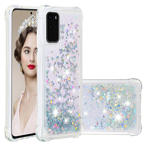 Funda Silicona Carcasa Goma Bling-Bling S01 para Samsung Galaxy S20 5G Plata