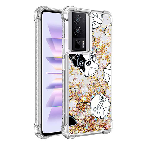 Funda Silicona Carcasa Goma Bling-Bling S01 para Xiaomi Poco F5 Pro 5G Oro