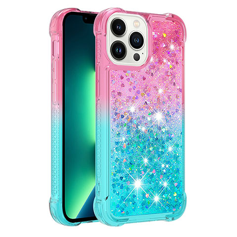 Funda Silicona Carcasa Goma Bling-Bling S02 para Apple iPhone 13 Pro Max Rosa