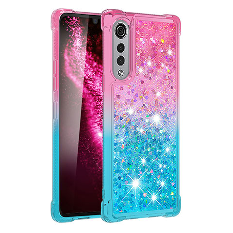 Funda Silicona Carcasa Goma Bling-Bling S02 para LG Velvet 5G Rosa