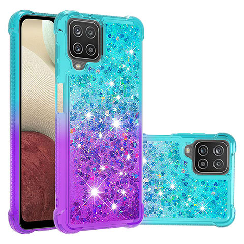 Funda Silicona Carcasa Goma Bling-Bling S02 para Samsung Galaxy A12 5G Azul Cielo