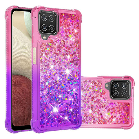 Funda Silicona Carcasa Goma Bling-Bling S02 para Samsung Galaxy A12 Nacho Rosa Roja