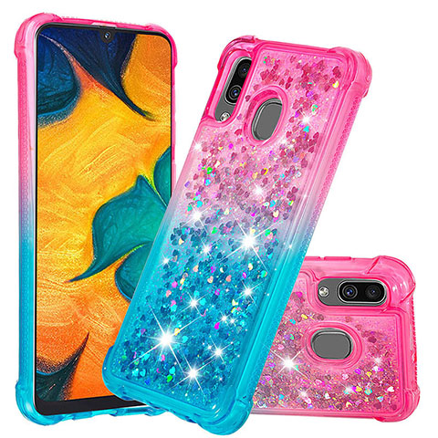 Funda Silicona Carcasa Goma Bling-Bling S02 para Samsung Galaxy A20 Rosa