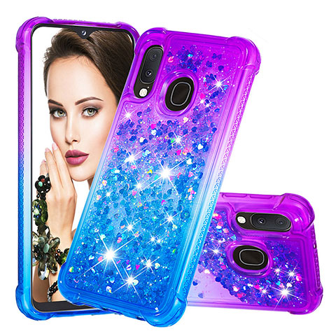 Funda Silicona Carcasa Goma Bling-Bling S02 para Samsung Galaxy A20e Morado