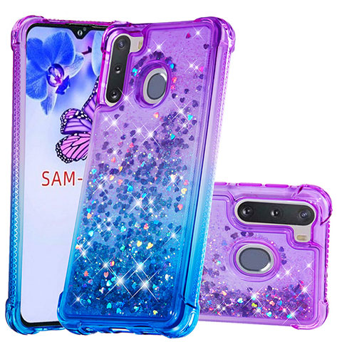 Funda Silicona Carcasa Goma Bling-Bling S02 para Samsung Galaxy A21 European Morado