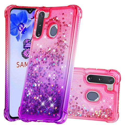 Funda Silicona Carcasa Goma Bling-Bling S02 para Samsung Galaxy A21 European Rosa Roja