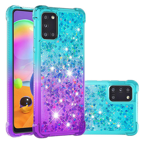 Funda Silicona Carcasa Goma Bling-Bling S02 para Samsung Galaxy A31 Azul Cielo