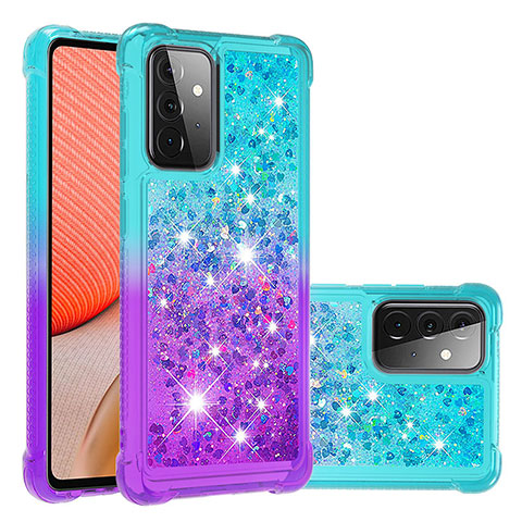 Funda Silicona Carcasa Goma Bling-Bling S02 para Samsung Galaxy A72 4G Azul Cielo