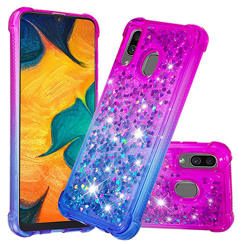 Funda Silicona Carcasa Goma Bling-Bling S02 para Samsung Galaxy M10S Morado