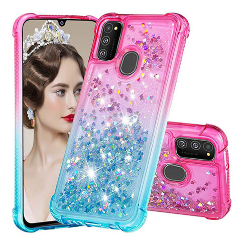 Funda Silicona Carcasa Goma Bling-Bling S02 para Samsung Galaxy M21 Rosa