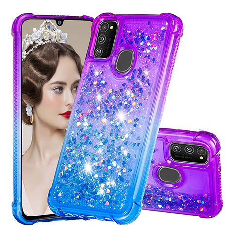 Funda Silicona Carcasa Goma Bling-Bling S02 para Samsung Galaxy M30s Morado