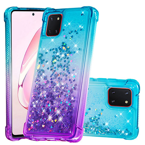 Funda Silicona Carcasa Goma Bling-Bling S02 para Samsung Galaxy Note 10 Lite Azul Cielo