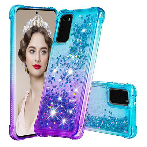 Funda Silicona Carcasa Goma Bling-Bling S02 para Samsung Galaxy S20 5G Azul Cielo