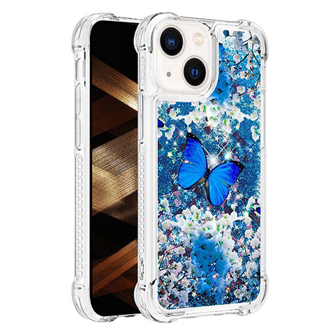 Funda Silicona Carcasa Goma Bling-Bling S03 para Apple iPhone 13 Azul