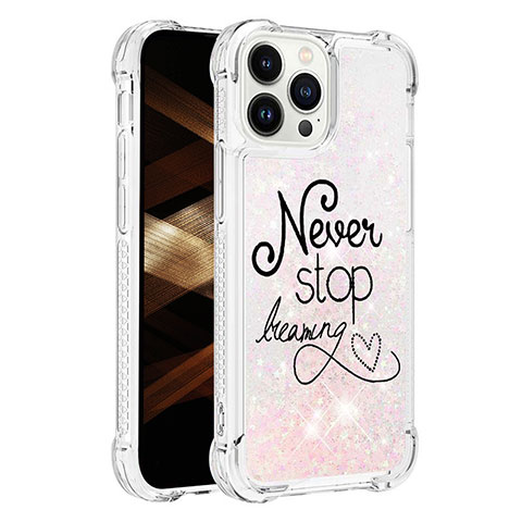 Funda Silicona Carcasa Goma Bling-Bling S03 para Apple iPhone 13 Pro Max Rosa