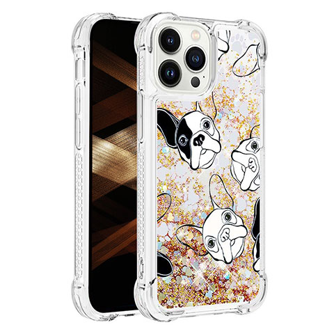 Funda Silicona Carcasa Goma Bling-Bling S03 para Apple iPhone 14 Pro Oro