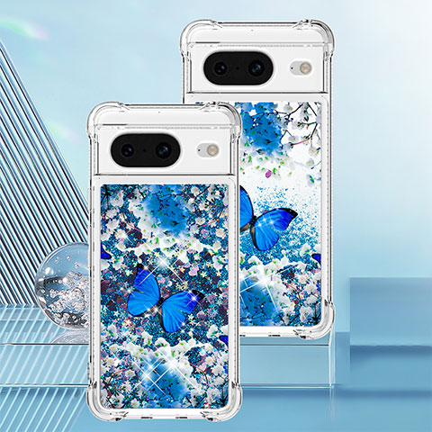 Funda Silicona Carcasa Goma Bling-Bling S03 para Google Pixel 8 5G Azul