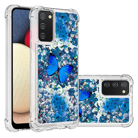 Funda Silicona Carcasa Goma Bling-Bling S03 para Samsung Galaxy A02s Azul