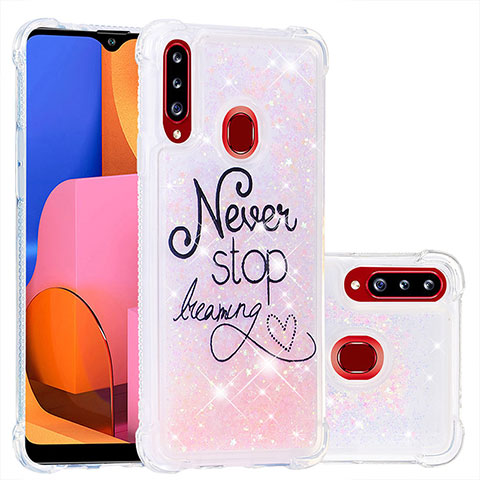 Funda Silicona Carcasa Goma Bling-Bling S03 para Samsung Galaxy A20s Rosa