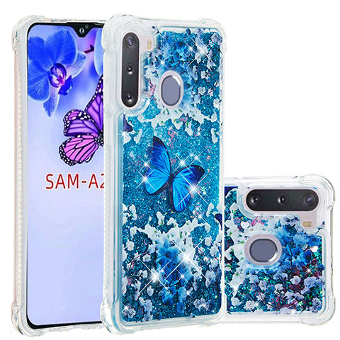 Funda Silicona Carcasa Goma Bling-Bling S03 para Samsung Galaxy A21 European Azul