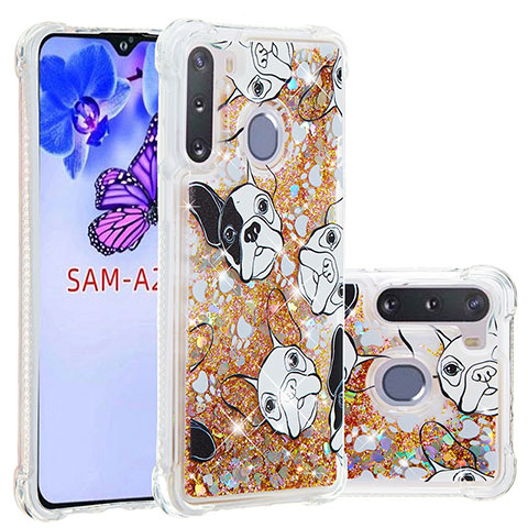 Funda Silicona Carcasa Goma Bling-Bling S03 para Samsung Galaxy A21 European Oro