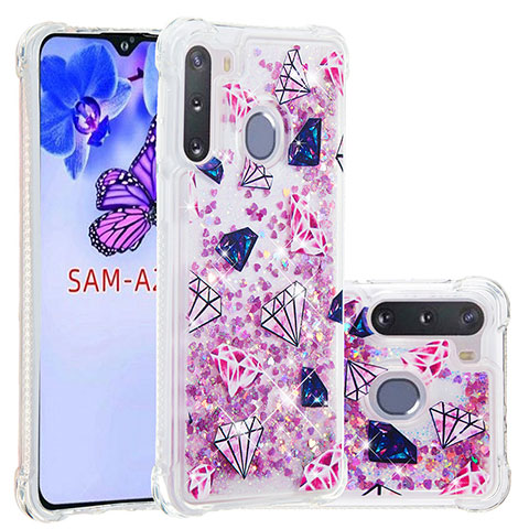 Funda Silicona Carcasa Goma Bling-Bling S03 para Samsung Galaxy A21 European Purpura Claro