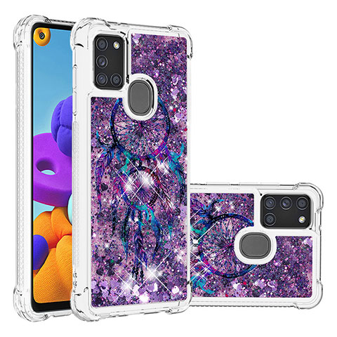 Funda Silicona Carcasa Goma Bling-Bling S03 para Samsung Galaxy A21s Morado