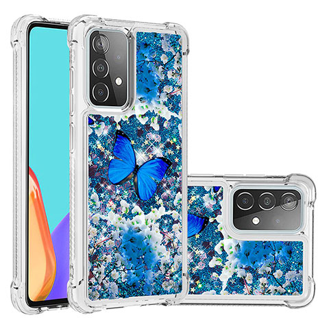 Funda Silicona Carcasa Goma Bling-Bling S03 para Samsung Galaxy A52 4G Azul