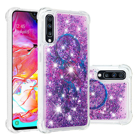 Funda Silicona Carcasa Goma Bling-Bling S03 para Samsung Galaxy A70 Morado