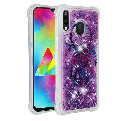 Funda Silicona Carcasa Goma Bling-Bling S03 para Samsung Galaxy M20 Morado