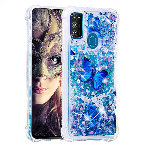 Funda Silicona Carcasa Goma Bling-Bling S03 para Samsung Galaxy M30s Azul