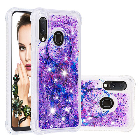 Funda Silicona Carcasa Goma Bling-Bling S04 para Samsung Galaxy A20e Morado