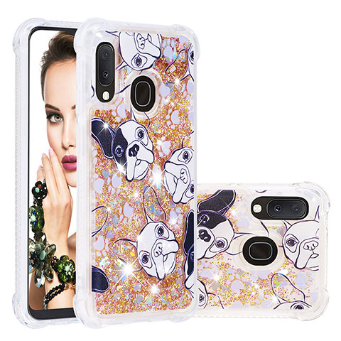 Funda Silicona Carcasa Goma Bling-Bling S04 para Samsung Galaxy A20e Oro