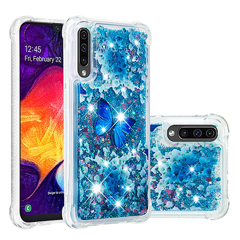 Funda Silicona Carcasa Goma Bling-Bling S04 para Samsung Galaxy A50S Azul