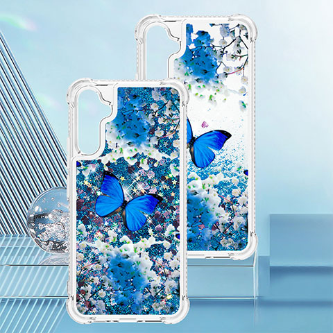 Funda Silicona Carcasa Goma Bling-Bling YB1 para Samsung Galaxy A34 5G Azul