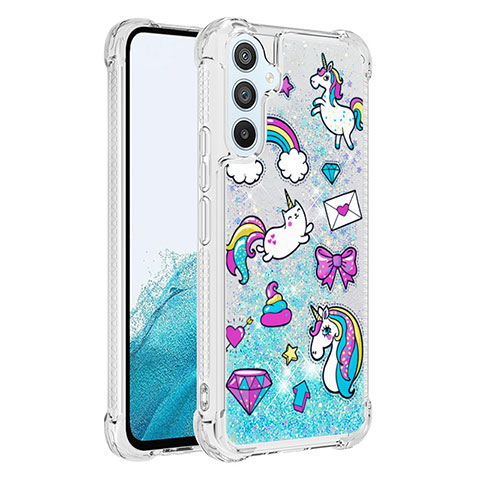 Funda Silicona Carcasa Goma Bling-Bling YB1 para Samsung Galaxy Quantum4 5G Azul Cielo