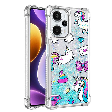 Funda Silicona Carcasa Goma Bling-Bling YB1 para Xiaomi Redmi Note 12 Turbo 5G Azul Cielo