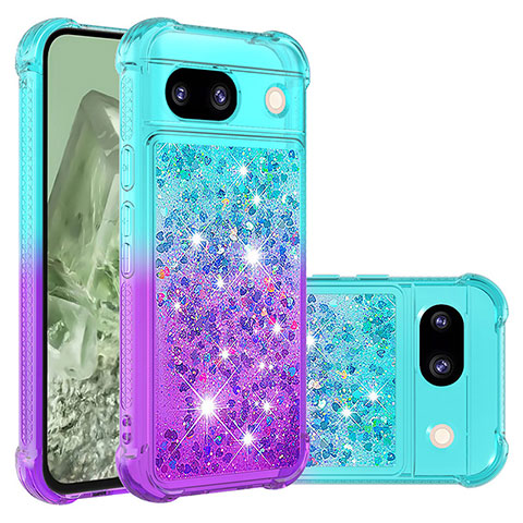 Funda Silicona Carcasa Goma Bling-Bling YB2 para Google Pixel 8a 5G Azul Cielo