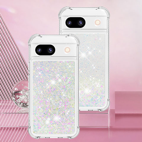 Funda Silicona Carcasa Goma Bling-Bling YB3 para Google Pixel 8a 5G Plata