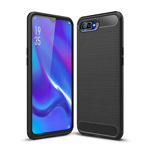 Funda Silicona Carcasa Goma Line C01 para Oppo K1 Negro