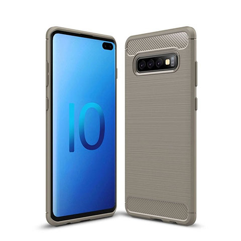 Funda Silicona Carcasa Goma Line C01 para Samsung Galaxy S10 Plus Gris