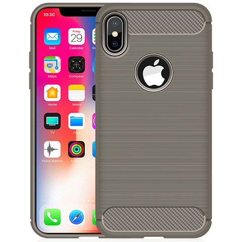 Funda Silicona Carcasa Goma Line para Apple iPhone X Gris