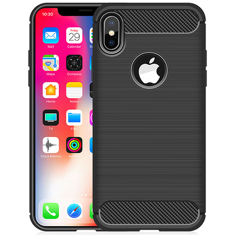 Funda Silicona Carcasa Goma Line para Apple iPhone Xs Negro