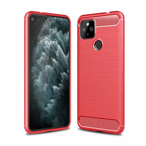 Funda Silicona Carcasa Goma Line para Google Pixel 5 XL 5G Rojo