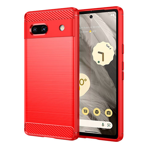 Funda Silicona Carcasa Goma Line para Google Pixel 7a 5G Rojo