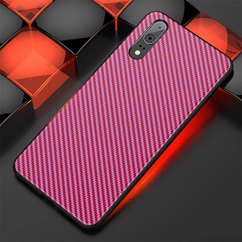 Funda Silicona Carcasa Goma Line para Huawei P20 Rosa Roja